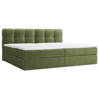 BOXBETT 240/200 cm,  in Grün, Matratze, Bettkasten, Topper, H3 = fest  - Schwarz/Grün, KONVENTIONELL, Kunststoff/Textil (240/200cm) - Chameo