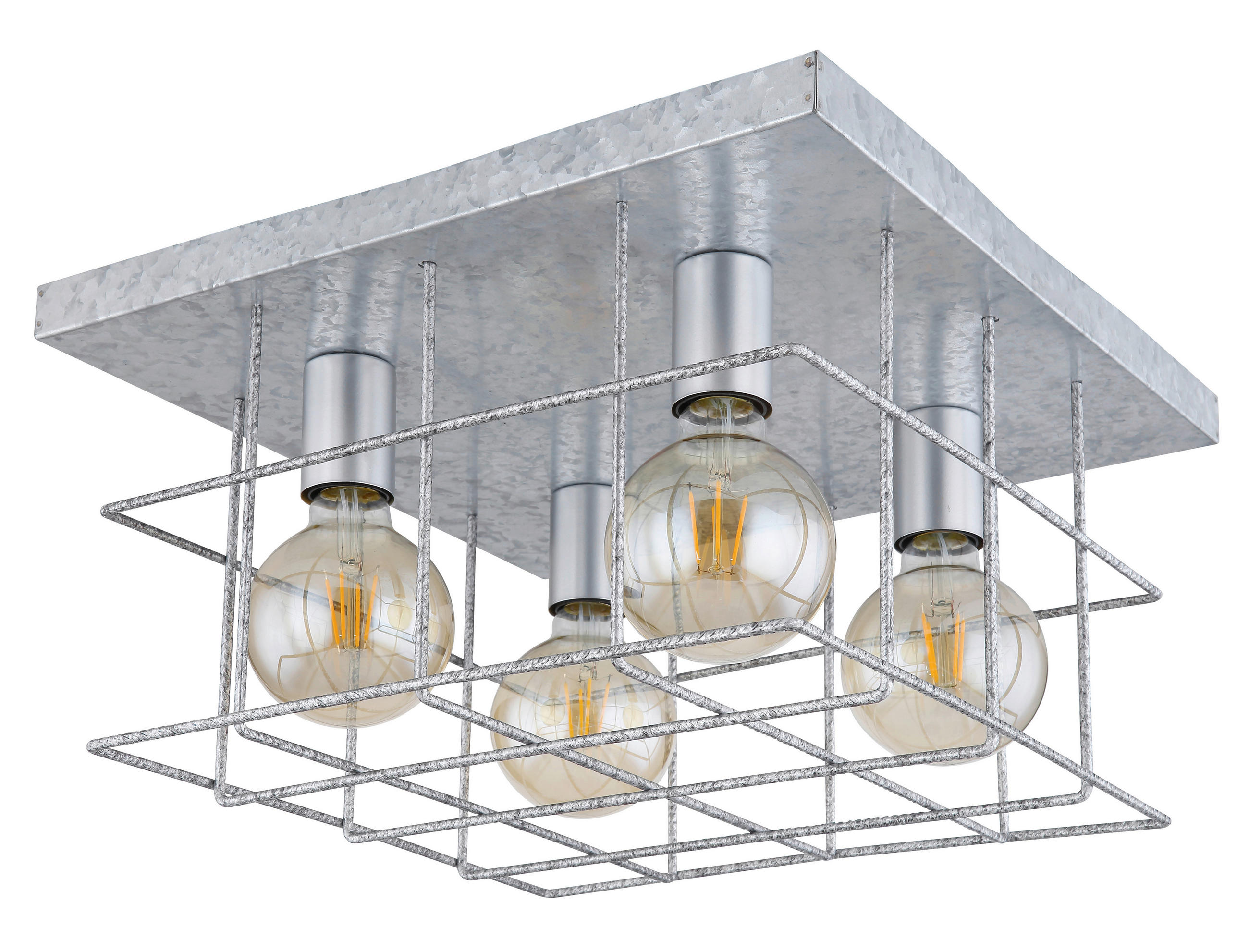 DECKENLEUCHTE Merril 40/40/26 cm   - Zinkfarben, Design, Metall (40/40/26cm) - Globo