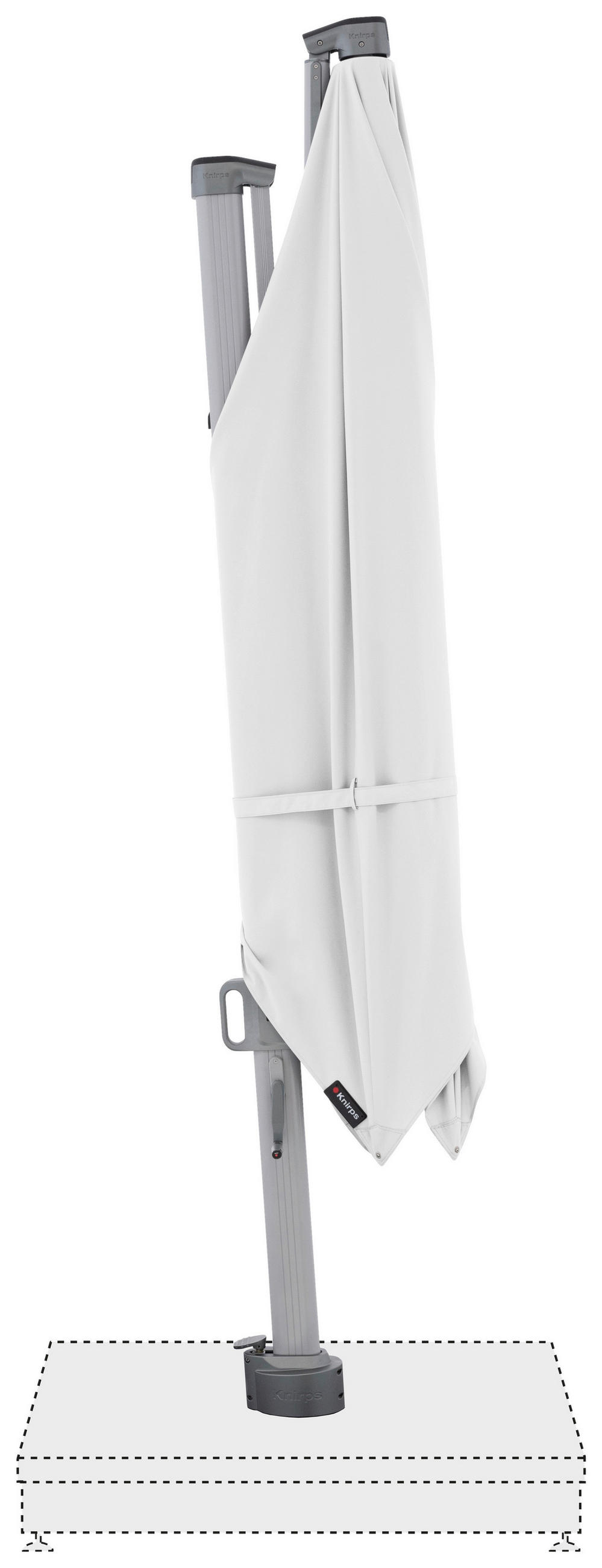 AMPELSCHIRM 320x320 cm Weiß  - Silberfarben/Alufarben, KONVENTIONELL, Textil/Metall (320/320cm) - KNIRPS
