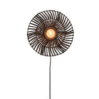 WANDLEUCHTE GOOD&MOJO  40/12 cm   - Schwarz, Trend, Naturmaterialien (40/12cm) - Good & Mojo