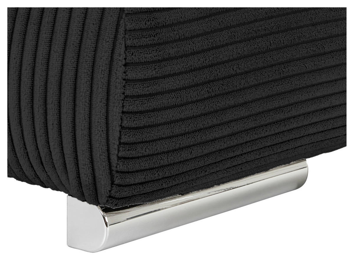 WOHNLANDSCHAFT Schwarz Cord  - Chromfarben/Schwarz, KONVENTIONELL, Kunststoff/Textil (180/376/180cm) - Carryhome