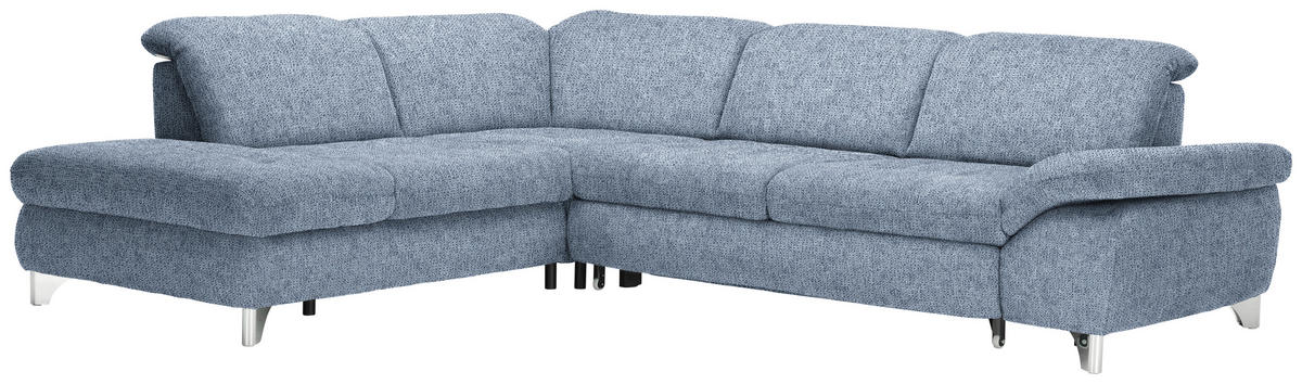 ECKSOFA in Webstoff Hellblau  260/319 cm  - Alufarben/Hellblau, Design, Textil/Metall (260/319cm) - Beldomo Style