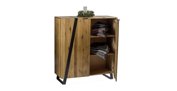 KOMMODE in 115/126,5/43 cm - Eichefarben/Schwarz, Trend, Holz/Metall (115/126,5/43cm) - Landscape