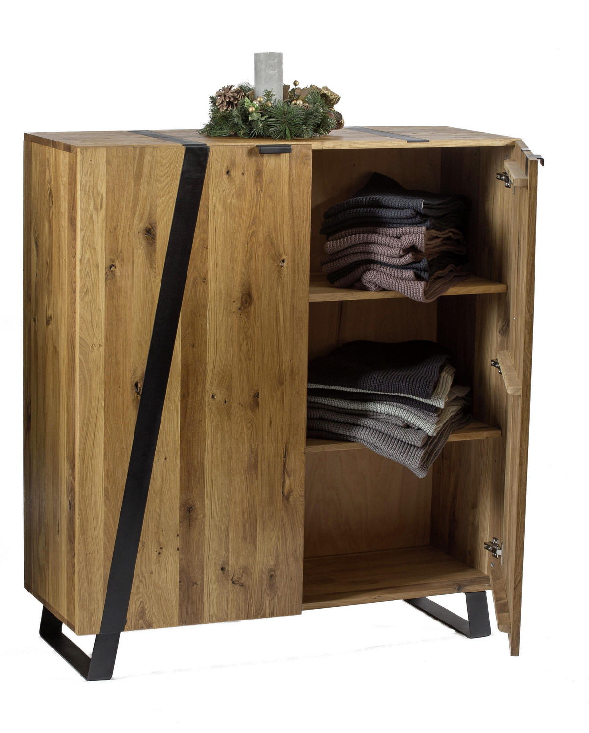 KOMMODE  in 115/126,5/43 cm  - Eichefarben/Schwarz, Trend, Holz/Metall (115/126,5/43cm) - Landscape