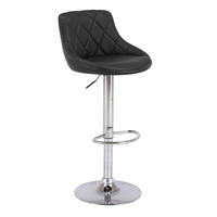 BARHOCKER Lederlook Schwarz, Chromfarben Eisen  - Chromfarben/Schwarz, Design, Textil/Metall (47,5/82-103/52cm) - MID.YOU