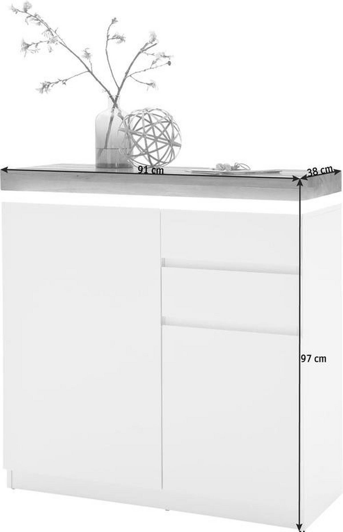 SCHUHSCHRANK Romina  in 91/97/38 cm  - Weiss/Eichefarben, Design, Holz/Holzwerkstoff (91/97/38cm) - Novel
