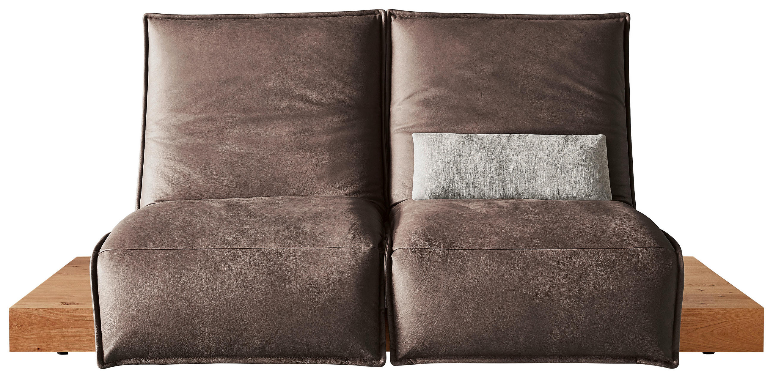 2-SITZER-SOFA in Echtleder Braun, Nussbaumfarben  - Nussbaumfarben/Schwarz, Natur, Leder/Holz (240/63/115cm) - Koinor