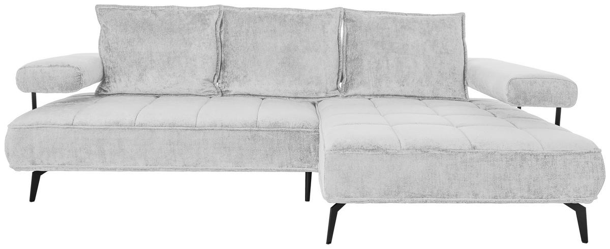 ECKSOFA Hellgrau Webstoff  - Hellgrau/Schwarz, Design, Textil/Metall (266/180cm) - Welnova