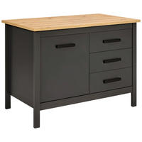 KÜCHENINSEL 124/91/75 cm  in Anthrazit, Eiche Artisan  - Anthrazit/Schwarz, MODERN, Holzwerkstoff/Metall (124/91/75cm) - home24