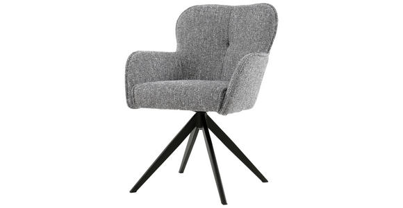 ARMLEHNSTUHL in Eisen Webstoff - Schwarz/Grau, Design, Textil/Metall (62/88/65cm) - Novel