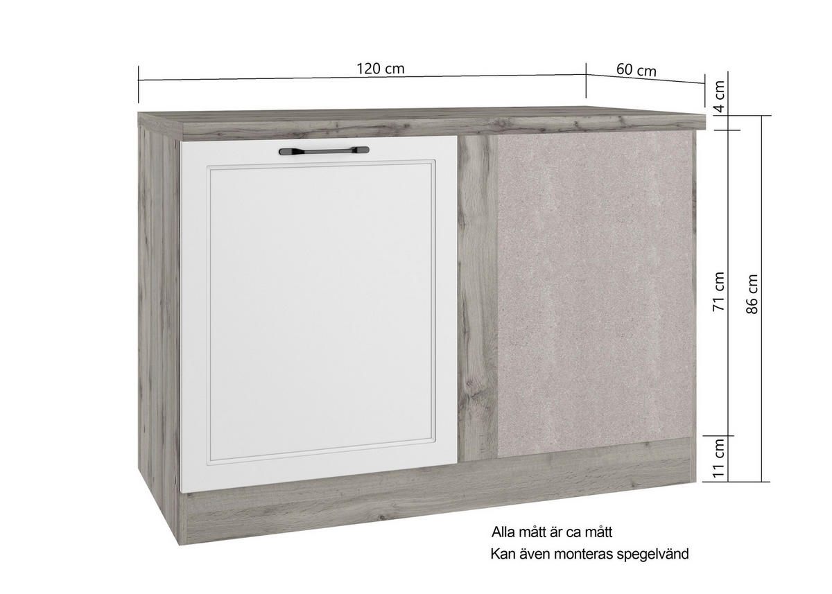 HÖRNBÄNKSKÅP 120/86/60 cm  i grå, ek Wotan  - ek Wotan/grå, Lifestyle, metall/trämaterial (120/86/60cm) - Held