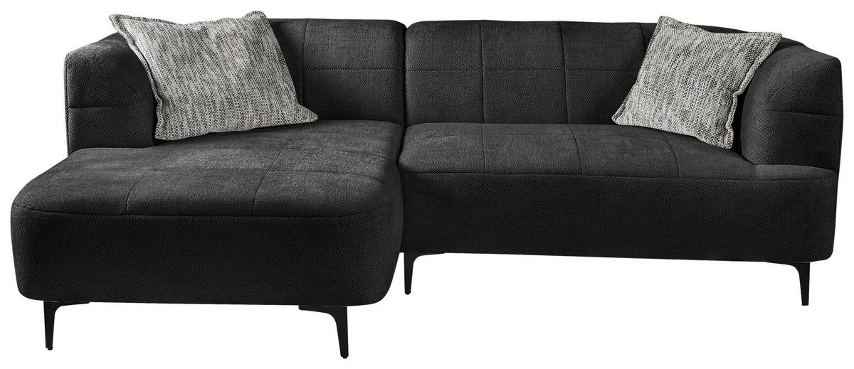 ECKSOFA in Struktur Dunkelgrün  - Dunkelgrün/Schwarz, Design, Textil/Metall (158/247cm) - MID.YOU