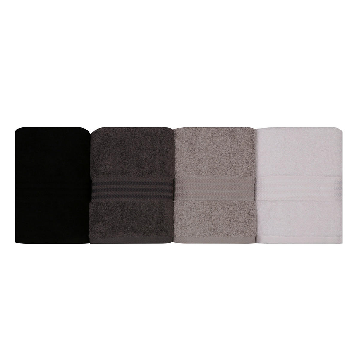 HANDTUCHSET Grau, Schwarz, Weiß, Dunkelgrau 4-teilig  - Dunkelgrau/Schwarz, Basics, Textil (50/90cm)