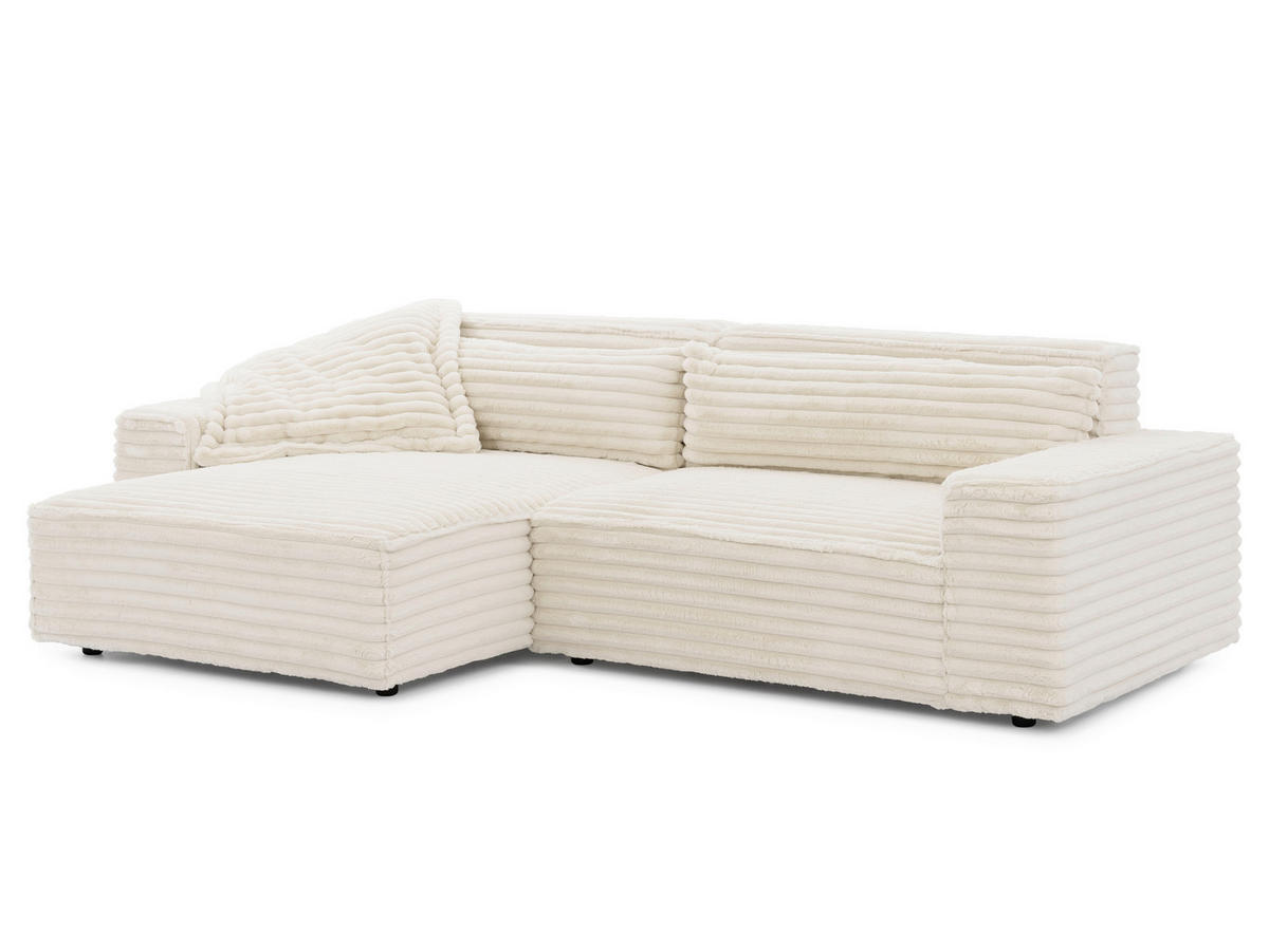 ECKSOFA Cord Beige  - Beige/Schwarz, Design, Kunststoff/Textil (251/142cm) - P & B