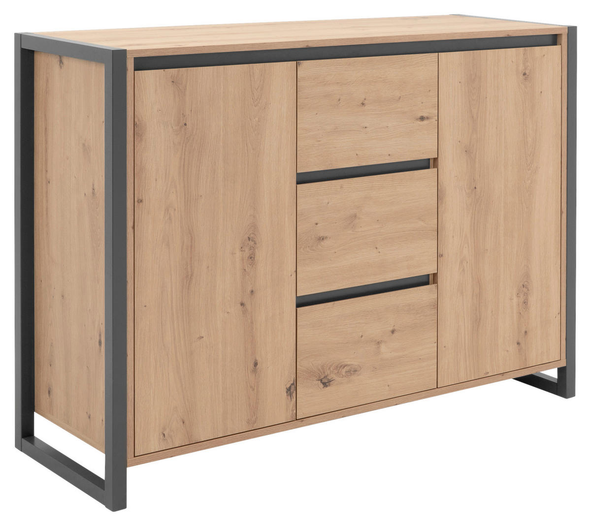 KOMMODE  in 120/88/40 cm  - Eichefarben/Anthrazit, KONVENTIONELL, Holzwerkstoff (120/88/40cm) - MID.YOU