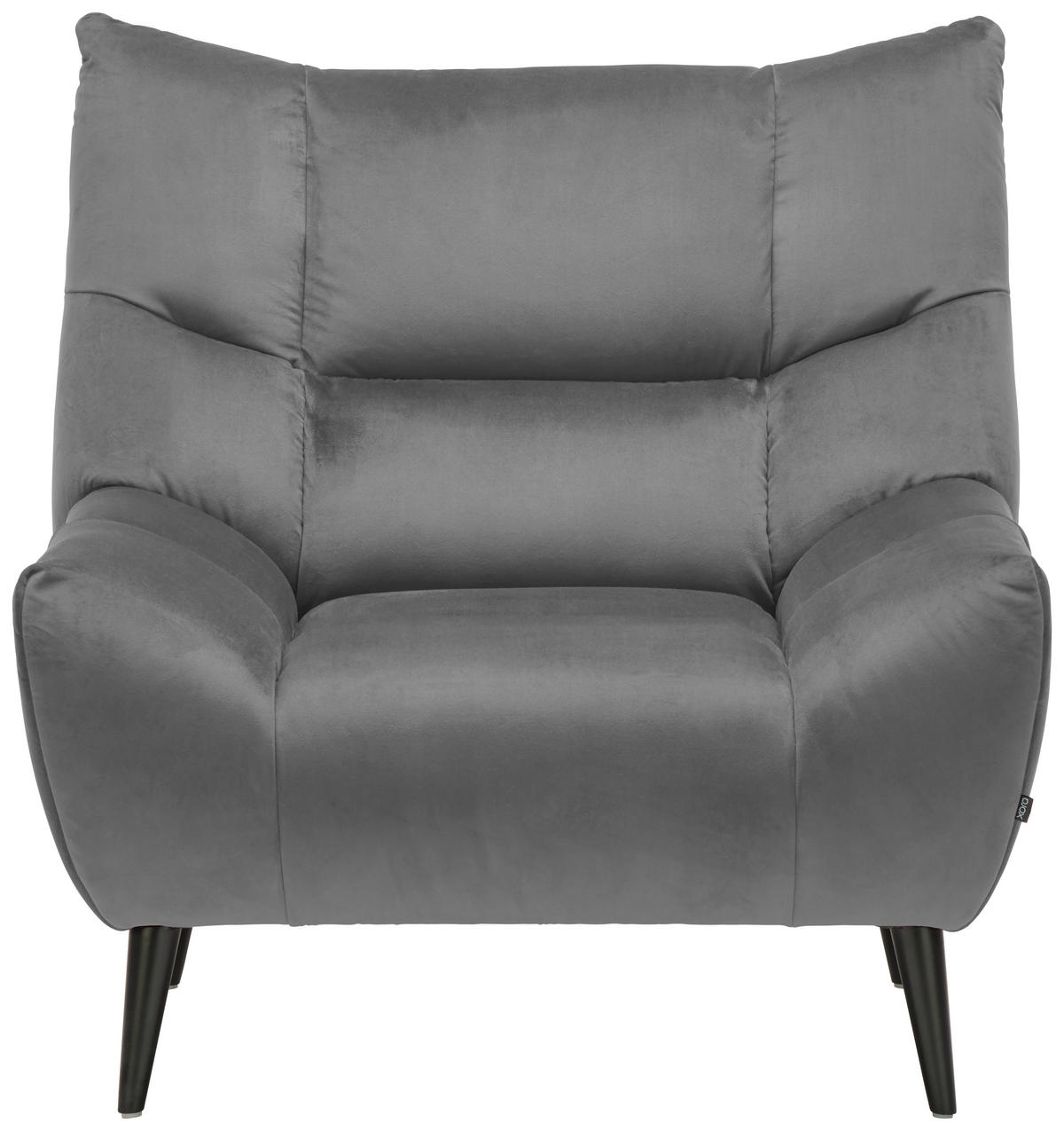 SESSEL in Mikrofaser Grau  - Schwarz/Grau, Design, Textil/Metall (100/104/99cm) - Xora