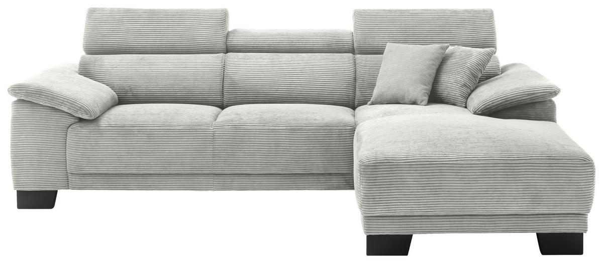 ECKSOFA in Cord Hellgrau  - Hellgrau/Schwarz, Design, Holz/Textil (270/174cm) - Pure Home Lifestyle