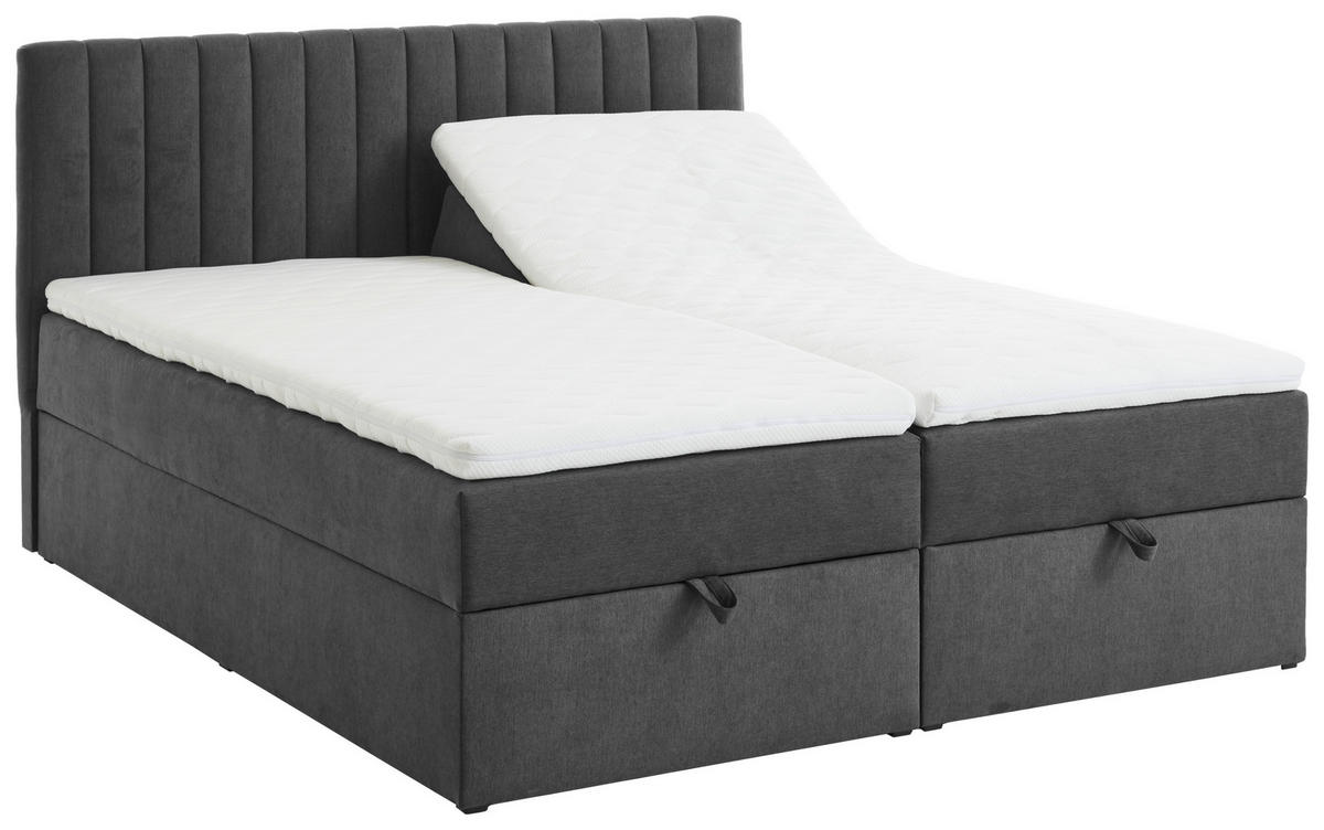 BOXBETT 160/200 cm  in Grau  - Grau, MODERN, Kunststoff/Textil (160/200cm) - MID.YOU