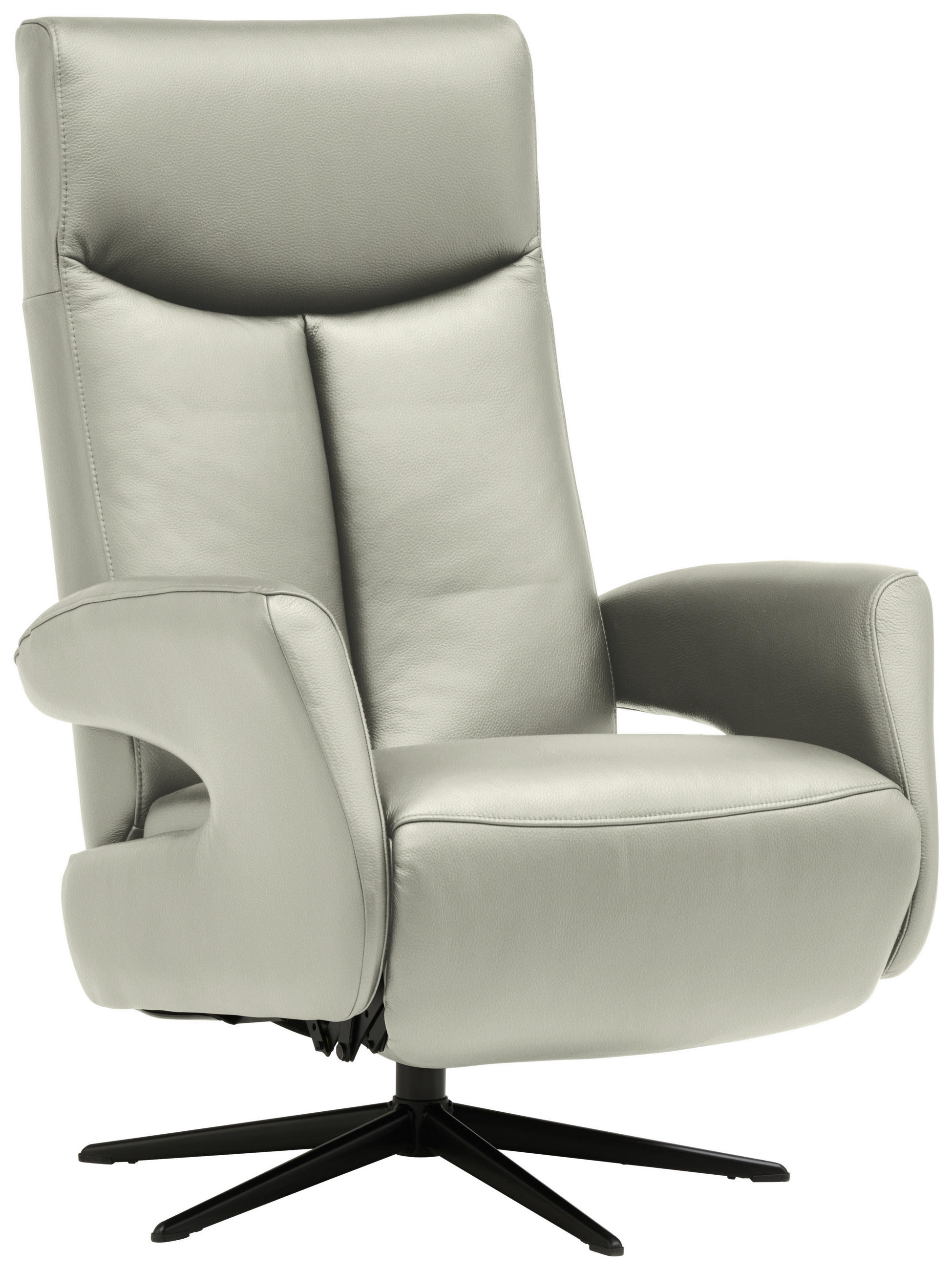 RELAXSESSEL in Leder Grauweiß  - Grauweiß/Schwarz, Design, Leder/Metall (74/105/82cm) - Welnova