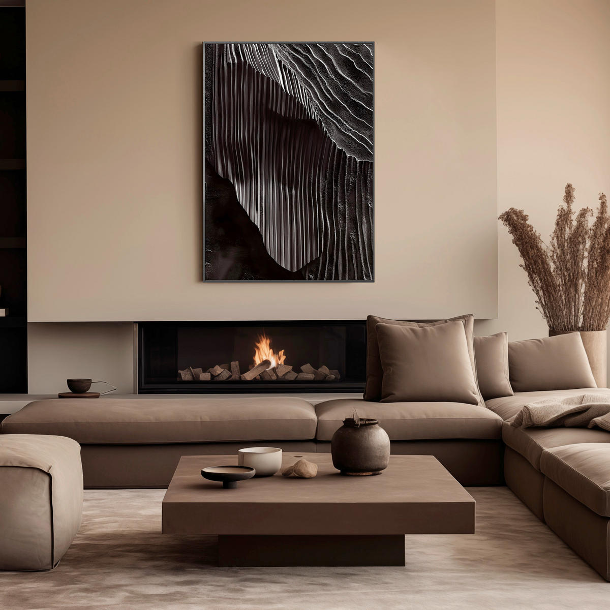 LEINWANDBILD Abstraktes 70/100 cm  - Schwarz/Weiß, Basics, Holz/Textil (70/100cm)