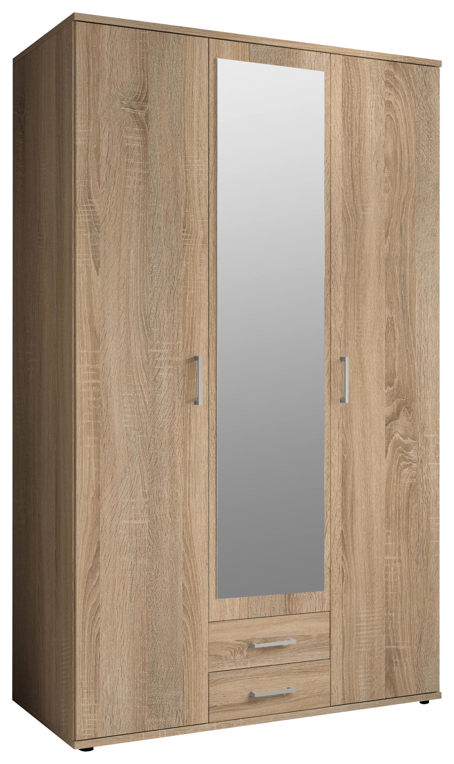 KLEIDERSCHRANK 120/196/53,5 cm,  in Sonoma Eiche, 3 Tür(en)  - Alufarben/Sonoma Eiche, KONVENTIONELL, Glas/Holzwerkstoff (120/196/53,5cm) - Boxxx