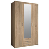 KLEIDERSCHRANK 120/196/53,5 cm,  in Sonoma Eiche, 3 Tür(en)  - Alufarben/Sonoma Eiche, KONVENTIONELL, Glas/Holzwerkstoff (120/196/53,5cm) - Boxxx