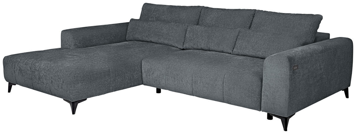 HÖRNSOFFA i chenille grå  - svart/grå, Klassisk, textil/plast (222/279cm) - MID.YOU