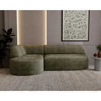 ECKSOFA Chenille Grün  - Schwarz/Grün, Design, Kunststoff/Textil (156/218cm) - Livetastic