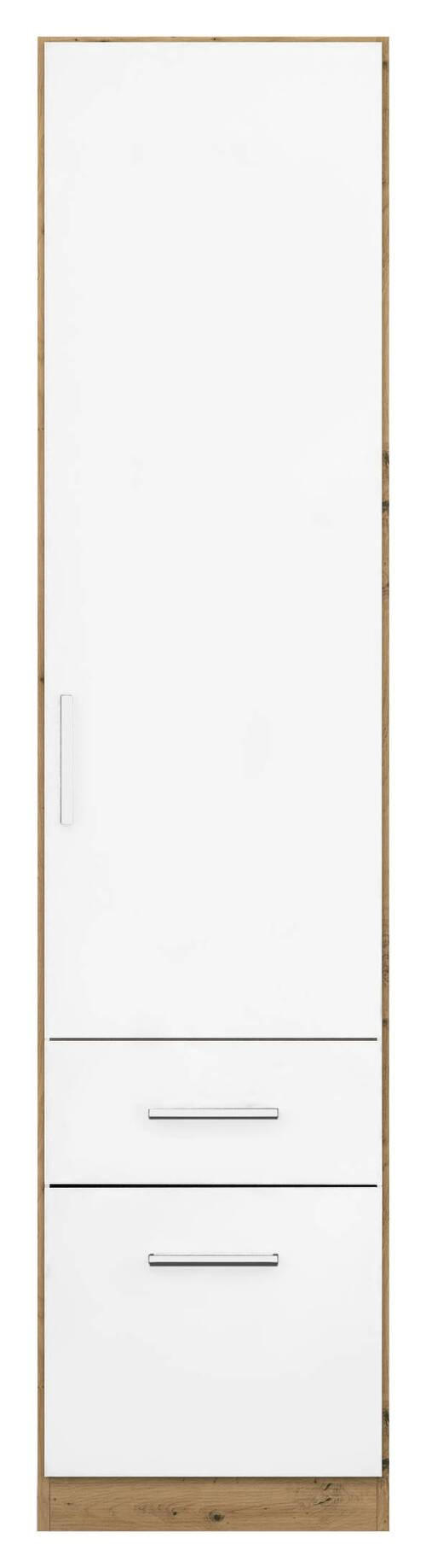 DREHTÜRENSCHRANK 47/197/54 cm 1-türig Eiche Artisan, Weiß Hochglanz  - Chromfarben/Weiß Hochglanz, MODERN, Holzwerkstoff/Kunststoff (47/197/54cm) - Rauch Möbel