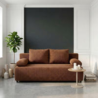 SCHLAFSOFA MILKY Cord Hellrot  inkl. Rückenkissen, Armlehnenkissen, Bettkasten  - Hellrot/Schwarz, Design, Kunststoff/Textil (206/87/88cm) - MID.YOU