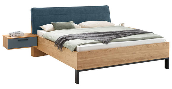 BETTANLAGE 180/200 cm  in Blau, Eichefarben  - Blau/Eichefarben, Design, Holz/Holzwerkstoff (180/200cm) - Dieter Knoll