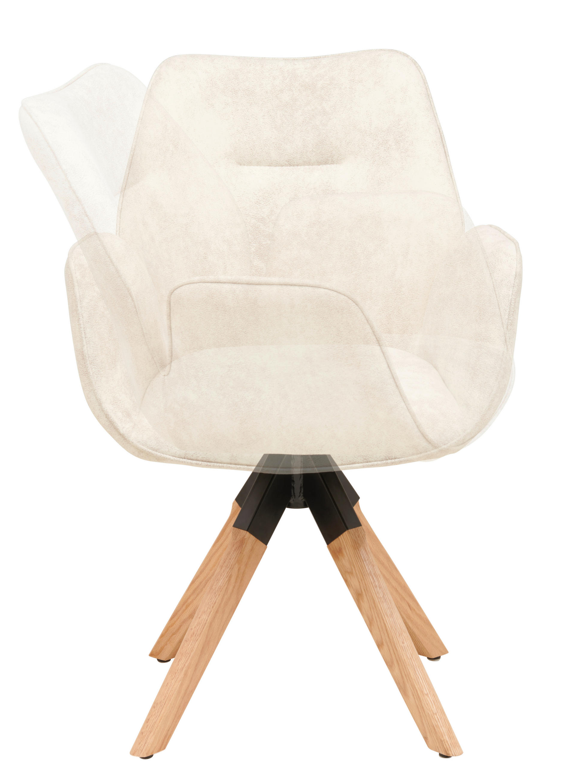 Thumbnail - Livetastic Armlehnstuhl, Natur, Beige, Holz, Textil, Eiche, massiv, Drehkreuz, 61x86x62 cm, Sitzfläche 360° drehbar, Ess...