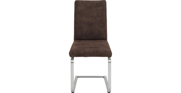 SCHWINGSTUHL  in Edelstahl Lederlook  - Edelstahlfarben/Braun, Design, Textil/Metall (42/93/53cm) - Novel