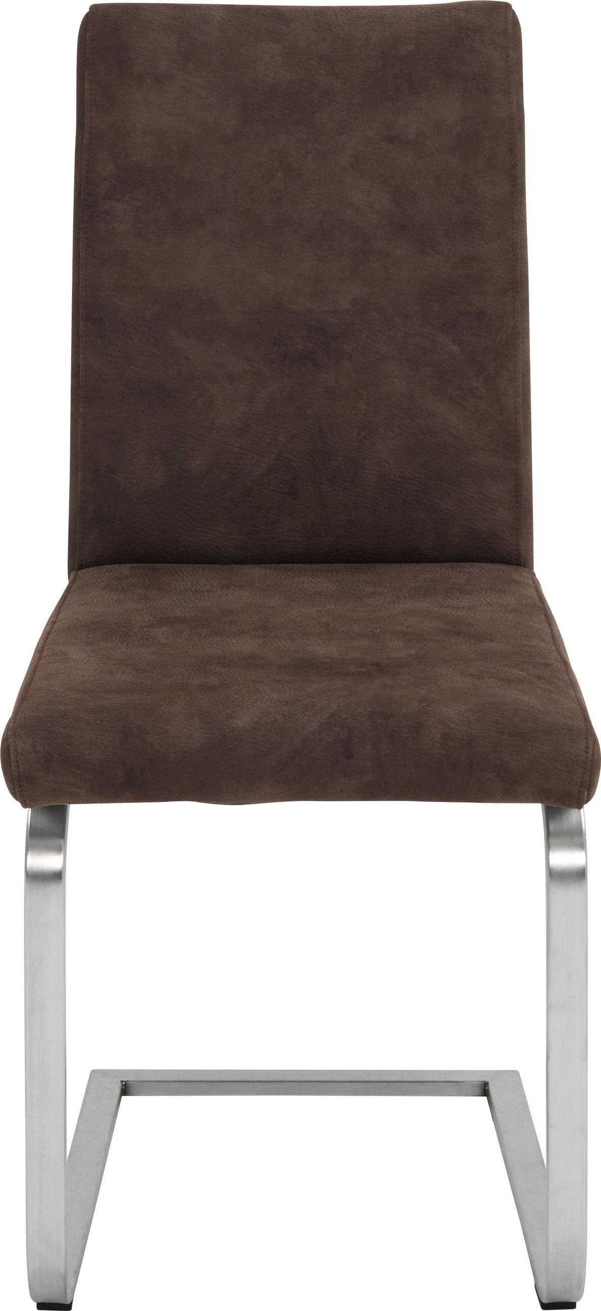 SCHWINGSTUHL  in Edelstahl Lederlook  - Edelstahlfarben/Braun, Design, Textil/Metall (42/93/53cm) - Novel