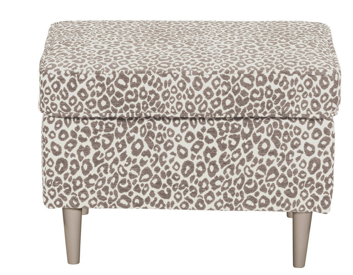 HOCKER LEO Jacquard, Webstoff Beige  - Kaschmir/Beige, MODERN, Holz/Textil (63/43/42cm) - MID.YOU