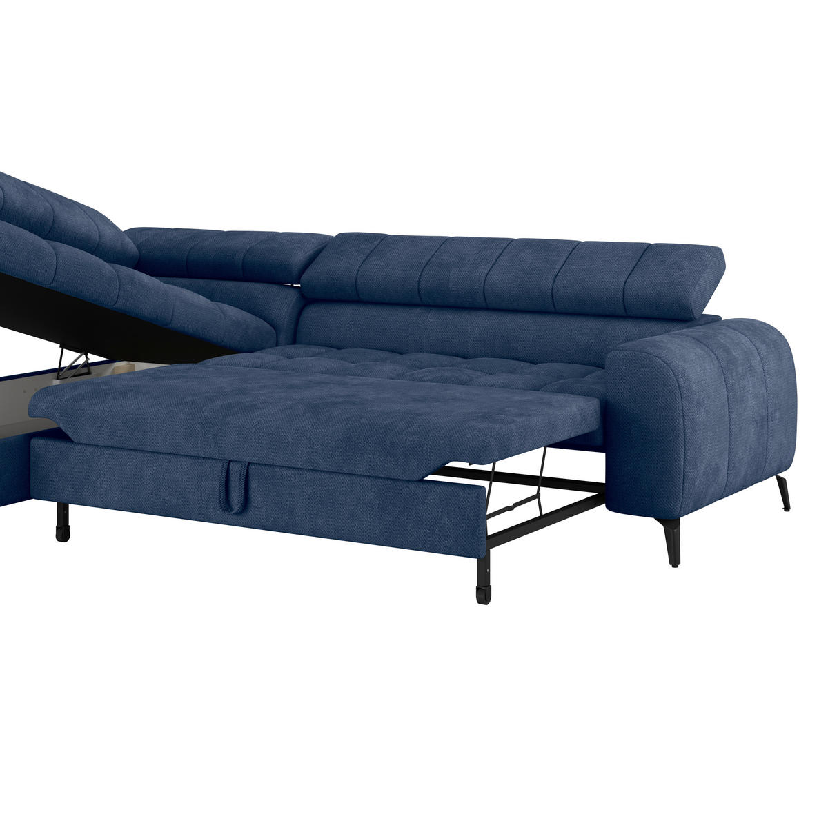 ECKSOFA in Blau  - Blau/Schwarz, Trend, Kunststoff/Textil (203/261cm) - Livetastic