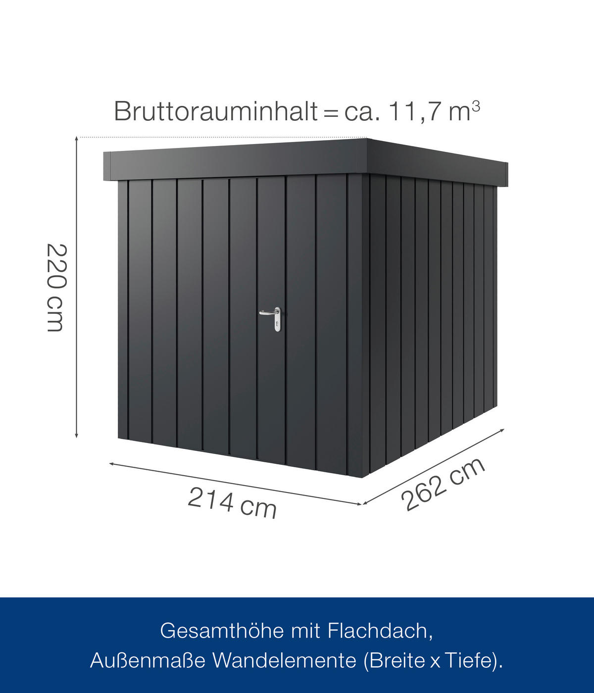 GERÄTEHAUS 229/220/277 cm  - Anthrazit, Basics, Metall (229/220/277cm)