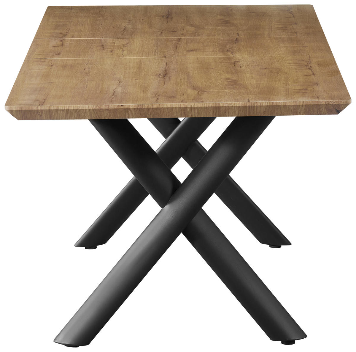 ESSTISCH 200/90/76 cm Nachbildung  Metall, Holzwerkstoff ausziehbar rechteckig Schwarz, Eichefarben  - Eichefarben/Schwarz, MODERN, Holzwerkstoff/Metall (200/90/76cm) - Livetastic