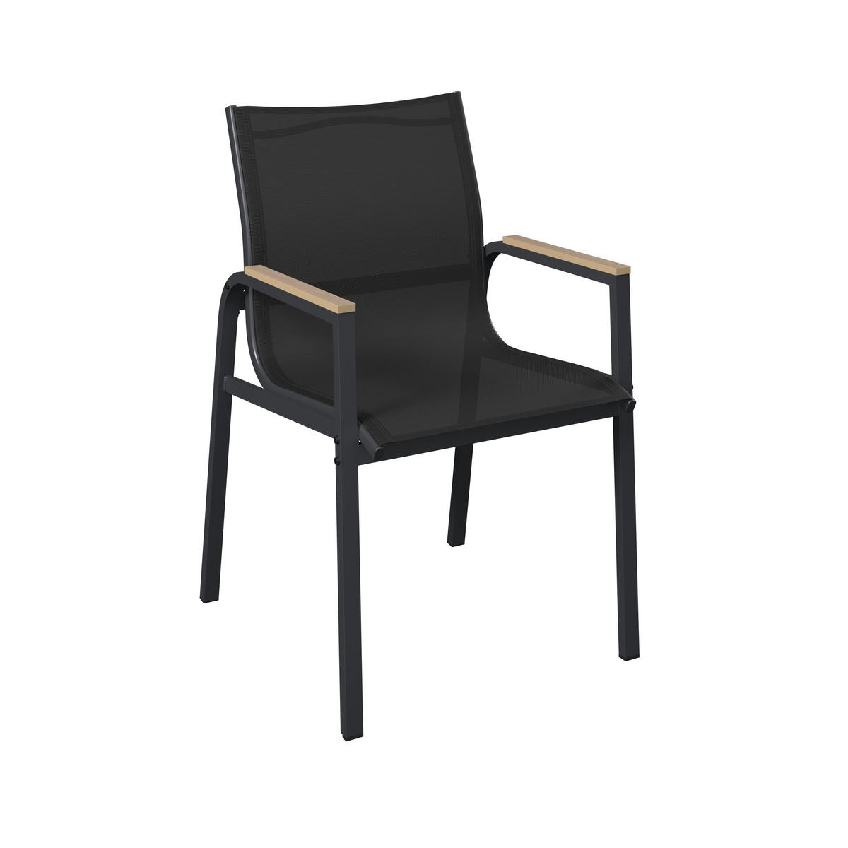 GARTENTISCHGRUPPE beschichtet Stahl  - Dunkelgrau/Naturfarben, MODERN, Glas/Kunststoff (150/75.5/90cm) - Ambia Garden