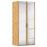 DREHTÜRENSCHRANK 101/223/60 cm,  in Eichefarben, 2-türig  - Eichefarben/Silberfarben, Design, Glas/Holzwerkstoff (101/223/60cm) - Novel