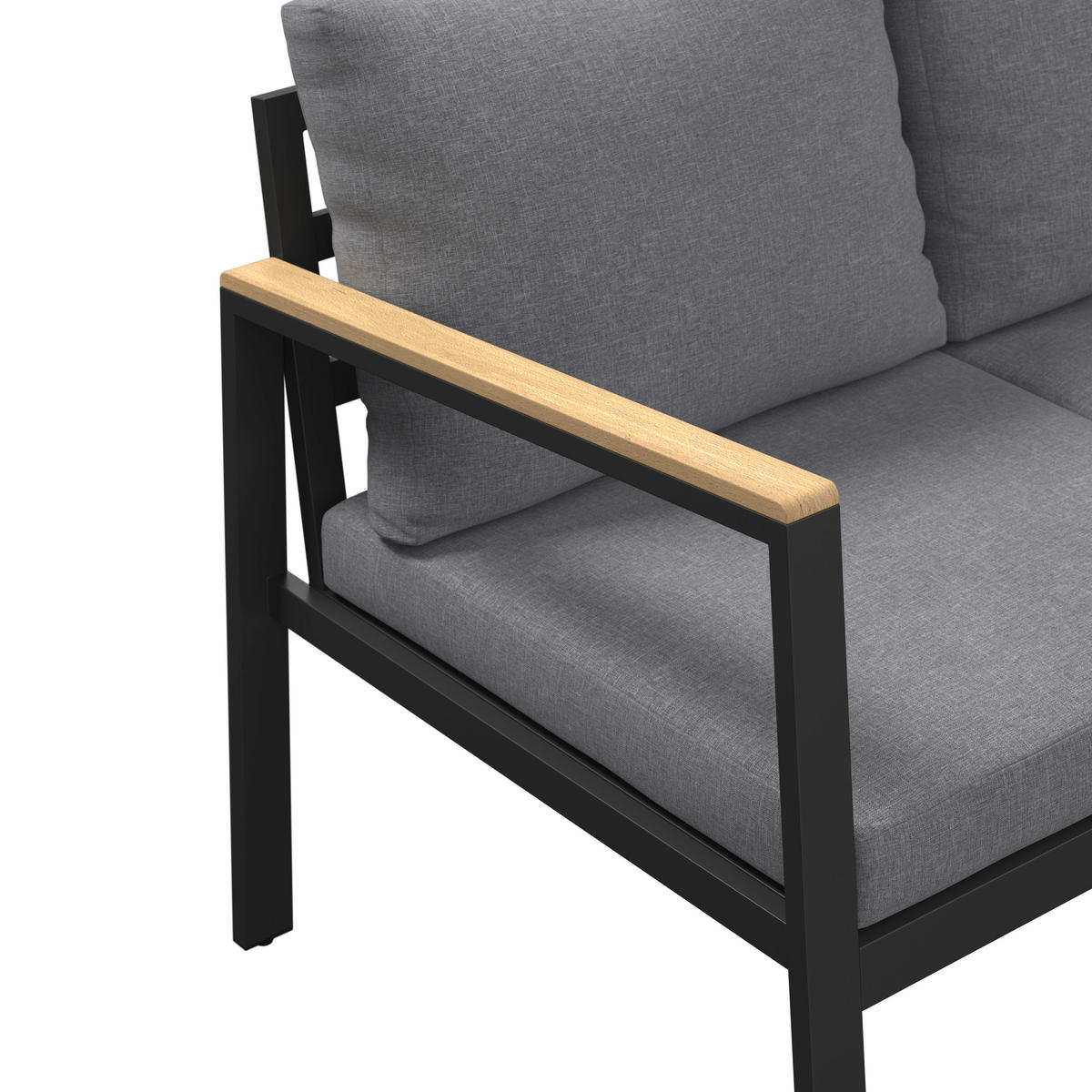 LOUNGEGARNITUR  - Grau/Akaziefarben, Design, Holz/Textil (198/198cm) - Ambia Garden