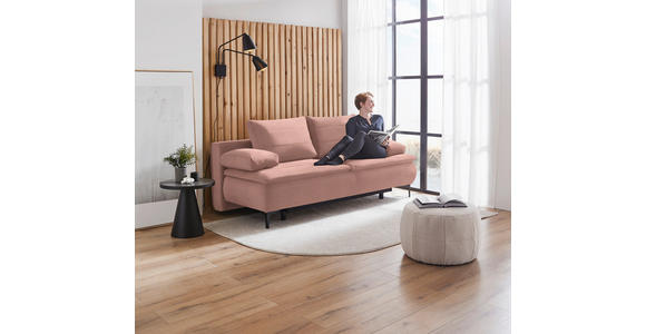 BOXSPRINGSOFA Flachgewebe Rosa - Schwarz/Rosa, KONVENTIONELL, Textil/Metall (204/93/100cm) - Novel