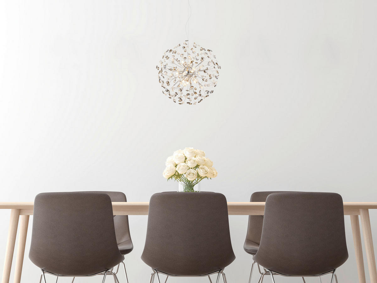 KŘIŠŤÁLOVÉ ZÁVĚSNÉ SVÍTIDLO, 60/150 cm  - šedá/průhledné, Lifestyle, kov/plast (60/150cm) - Globo