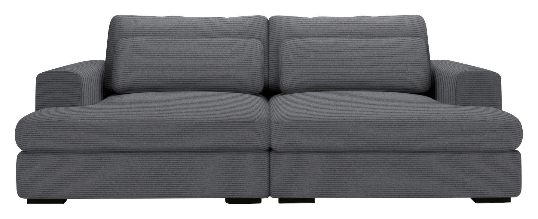 BIGSOFA in Cord Dunkelgrau  - Dunkelgrau/Schwarz, Design, Textil (223/80/158cm) - Lomoco