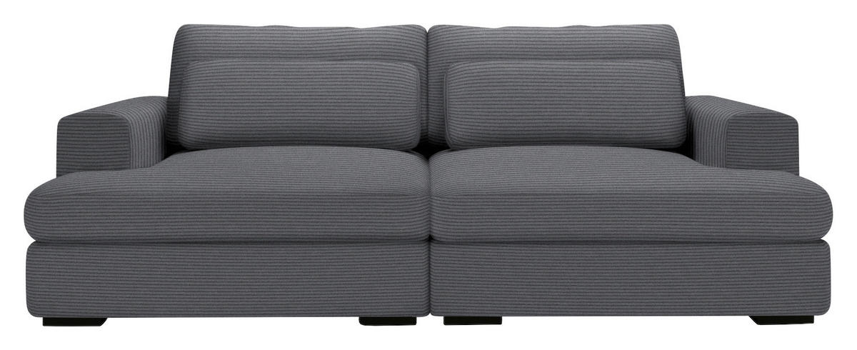 BIGSOFA in Cord Dunkelgrau  - Dunkelgrau/Schwarz, Design, Textil (223/80/158cm) - Lomoco