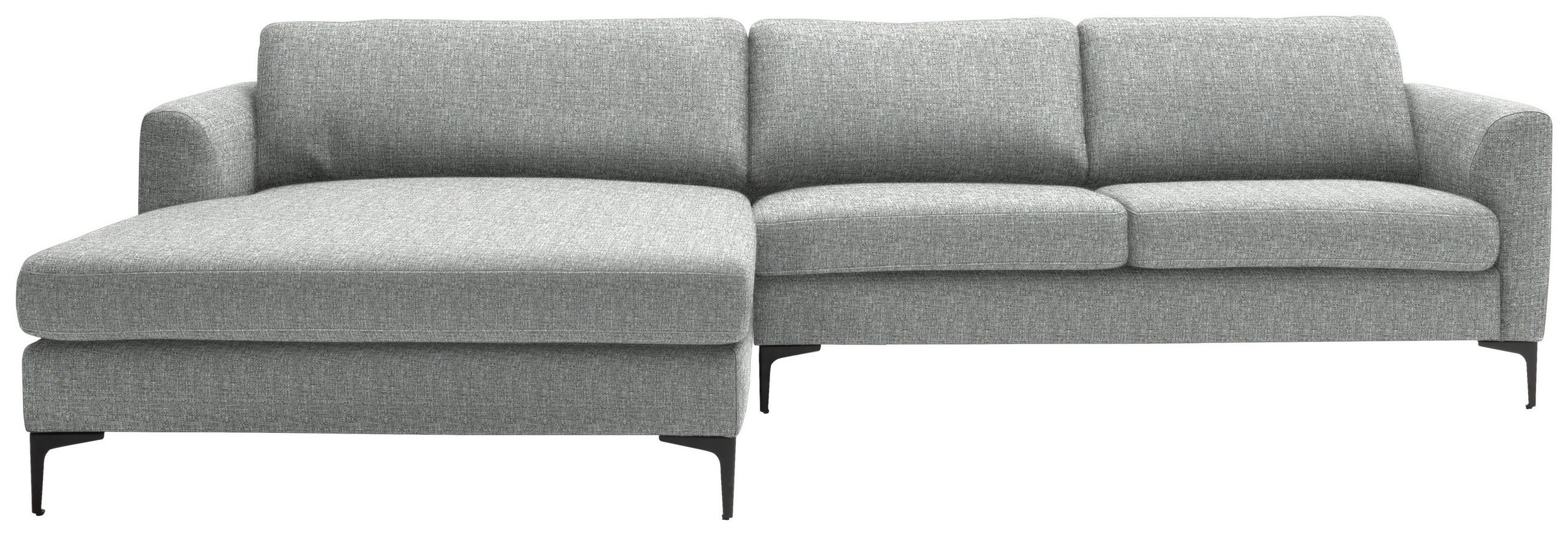 ECKSOFA in Flachgewebe Hellgrau  195/310 cm  - Hellgrau/Schwarz, Design, Textil/Metall (195/310cm) - Schöner Wohnen