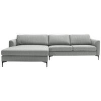 ECKSOFA in Flachgewebe Hellgrau  195/310 cm  - Hellgrau/Schwarz, Design, Textil/Metall (195/310cm) - Schöner Wohnen