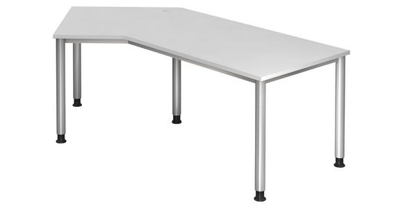 SCHREIBTISCH höhenverstellbar  - Silberfarben/Weiß, KONVENTIONELL, Holzwerkstoff/Metall (210/113/68(76)cm) - Venda