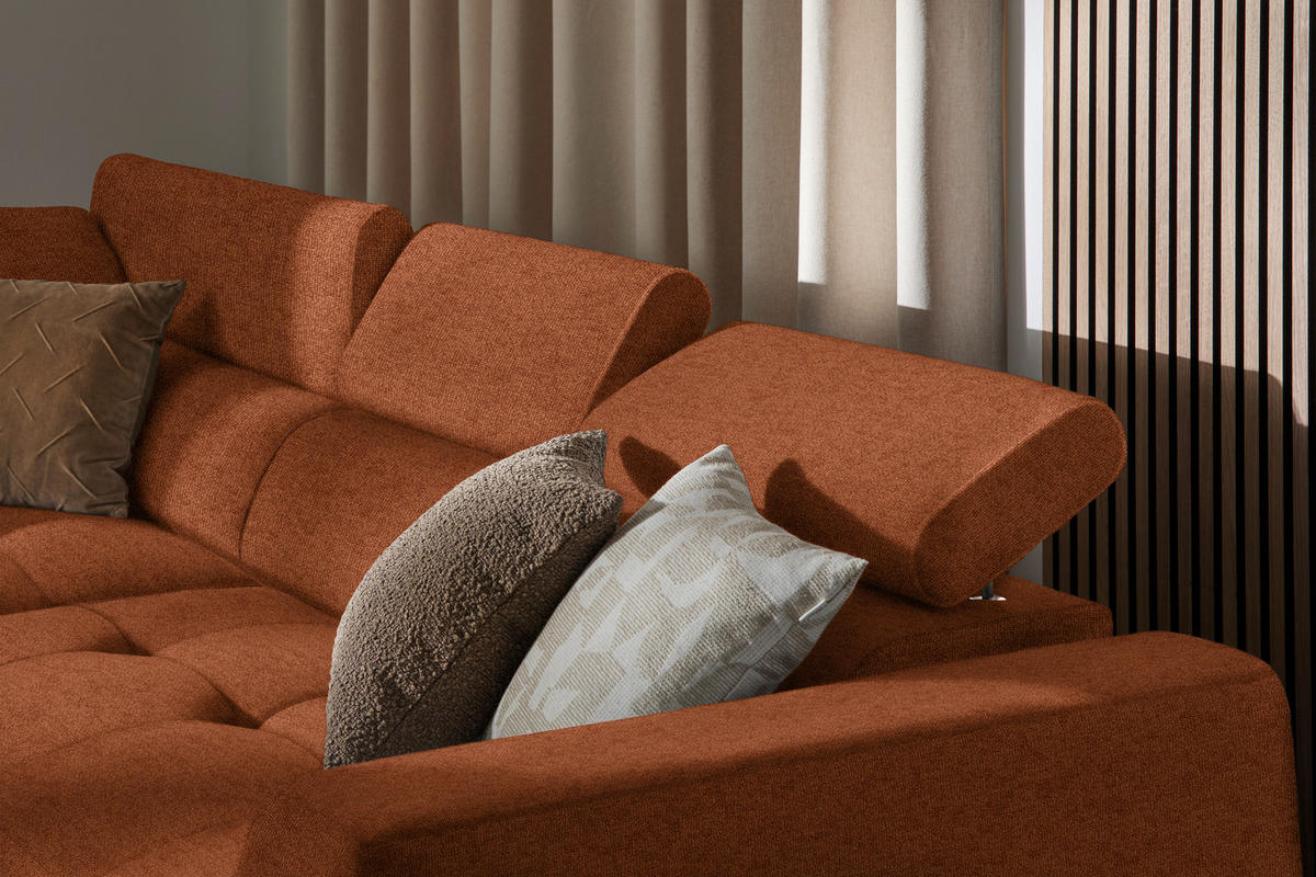 ECKSOFA in Struktur Rostfarben  - Rostfarben/Schwarz, Design, Kunststoff/Textil (205/284cm) - MID.YOU
