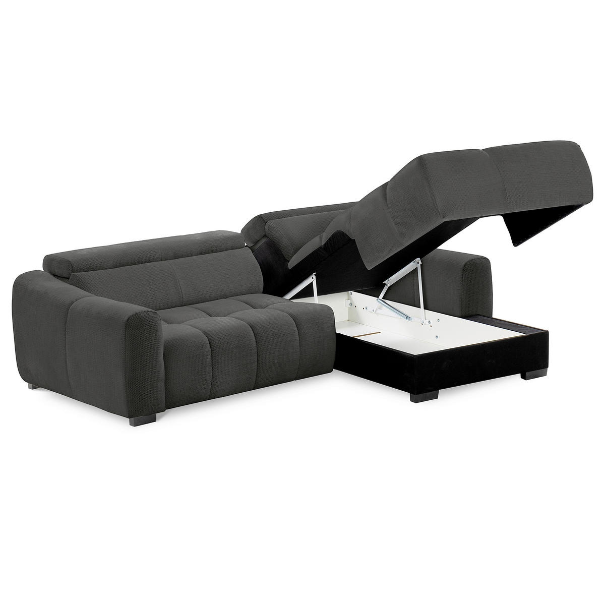 ECKSOFA  Webstoff Schwarz  - Schwarz, Design, Kunststoff/Textil (274/177cm) - Livetastic